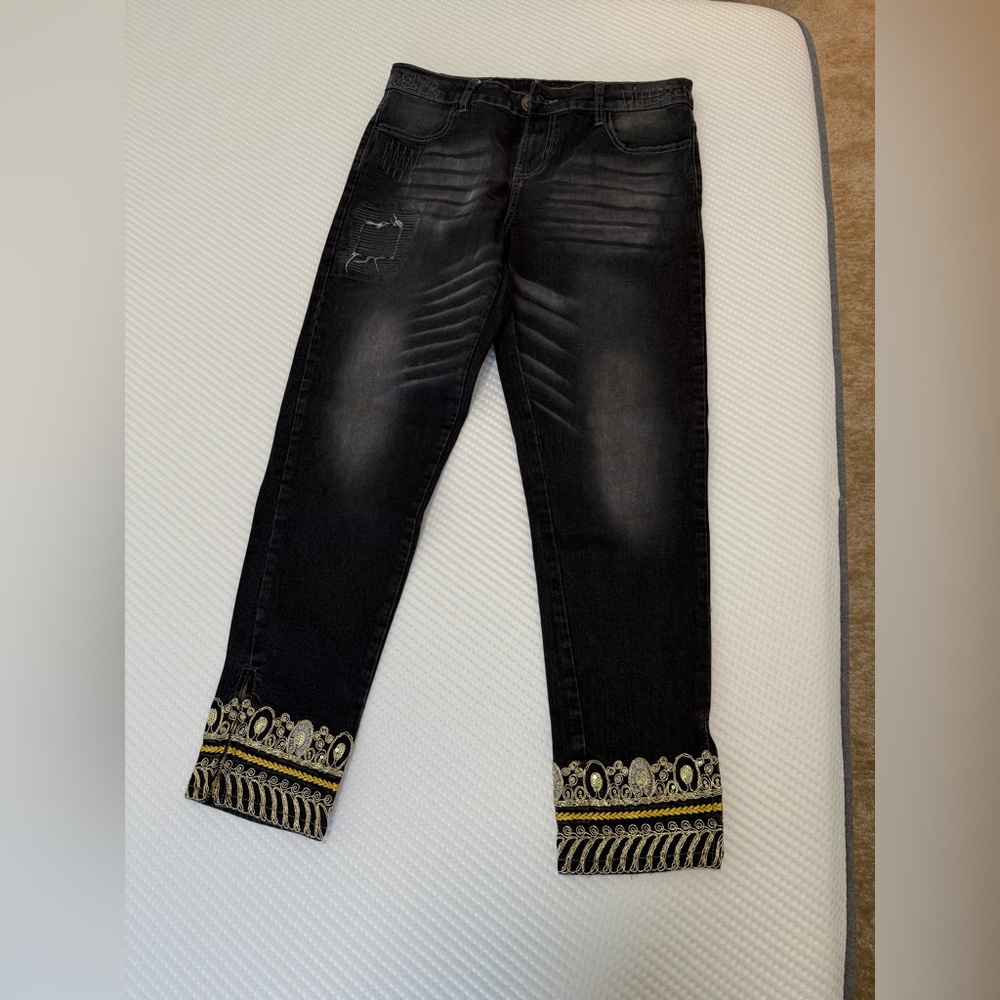 Desigual Gray Jeans with Red Accents